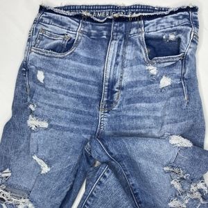 AEO Super Hi-Rise Jegging Acid Wash Distressed Stretchy